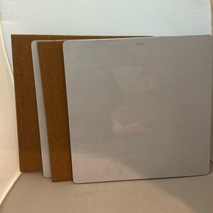 Combination Whiteboard Bulletin Board Set - 14 x 14 Dry Erase/Cork Board -2 each